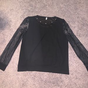 Black boutique lace shirt